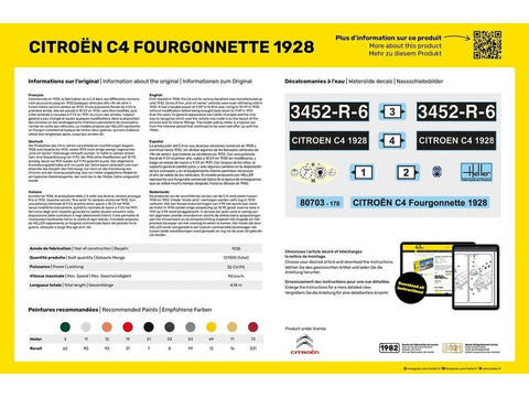 Heller Citroën C4 Fourgonnette 1928 1/24 plastikinis surinkimo rinkinys