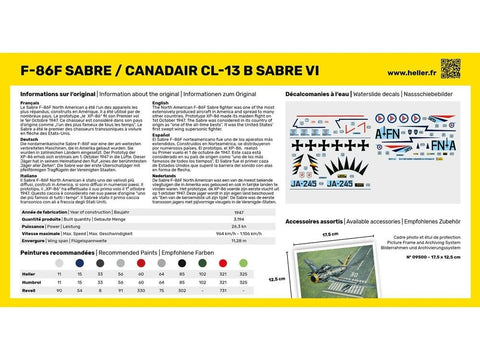 F-86F Sabre / CL-13B Sabre VI modelio dovanų rinkinys Heller 1/72 56277