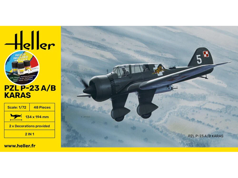 Heller PZL P-23A/B Karas 1/72 plastikinis modelio dovanų rinkinys
