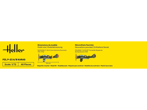 Heller PZL P-23A/B Karas 1/72 plastikinis modelio dovanų rinkinys