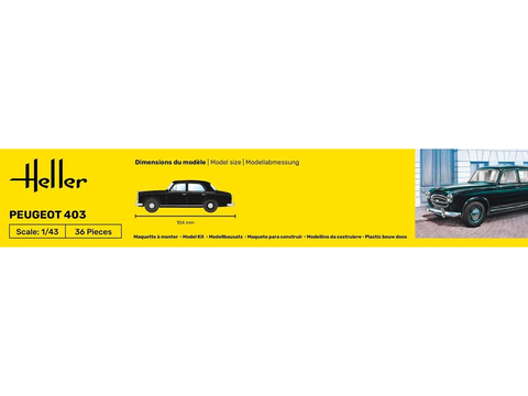 Heller Peugeot 403 plastikinis modelis 1/43 dovanų rinkinys