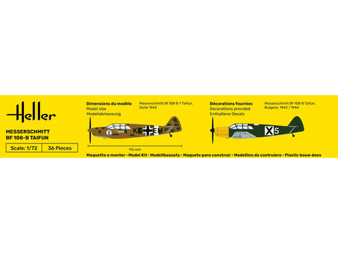 Heller Messerschmitt Bf 108 Taifun rinkinys su dažais 1/72