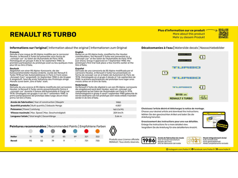 Heller Renault R5 Turbo 1:43 plastikinis dovanų rinkinys, 56150