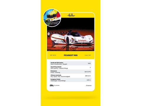 Heller Peugeot 905 1:43 dovanų rinkinys su dažais ir klijais (56110)