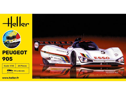 Heller Peugeot 905 1:43 dovanų rinkinys su dažais ir klijais (56110)
