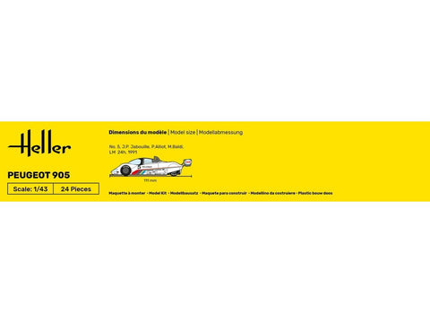 Heller Peugeot 905 1:43 dovanų rinkinys su dažais ir klijais (56110)