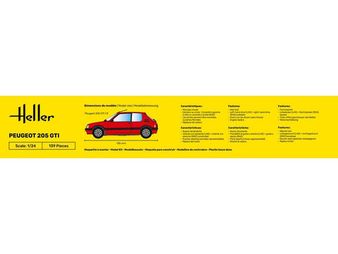 Heller Peugeot 205 GTI 1/24 surenkamas plastikinis modelis (82705)