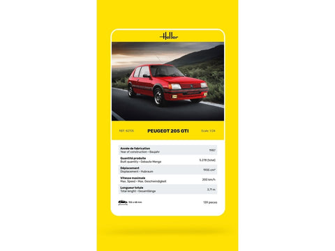 Heller Peugeot 205 GTI 1/24 surenkamas plastikinis modelis (82705)