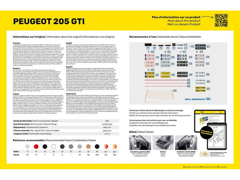 Heller Peugeot 205 GTI 1/24 surenkamas plastikinis modelis (82705)