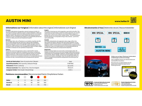 Heller Austin Mini 1/43 plastikinis modelio rinkinis dovanai