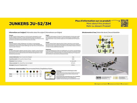 Junkers Ju-52/3M 1:72 surenkamas lėktuvo modelio rinkinys su dažais