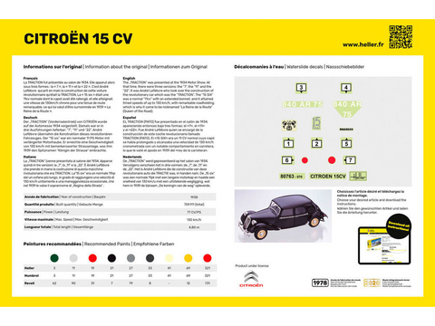 Heller Citroën 15 CV 1/24 plastikinis surenkamas dovanų rinkinys