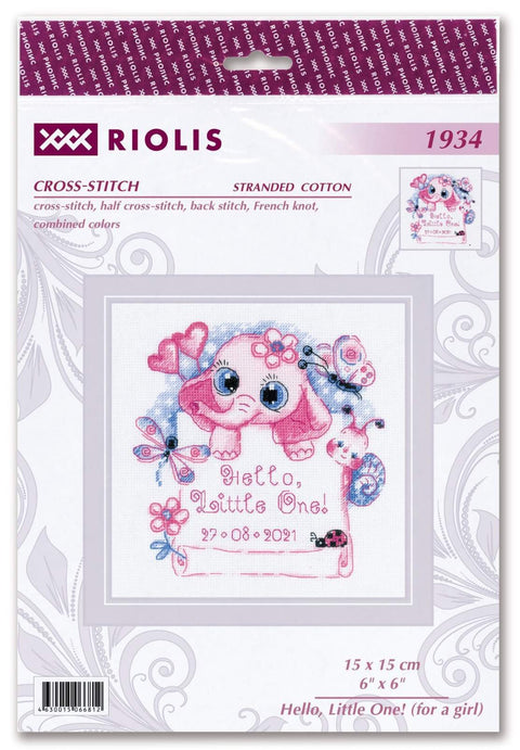 RIOLIS: Hello, Little One! (for a girl) siuvinėjimo rinkinys iš RIOLIS Nr.: 1934 - HOBI.LT 🇱🇹