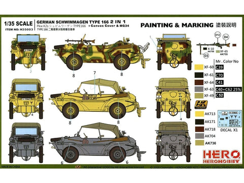 Vokiškas Schwimmwagen Type 166 2in1 plastikinis modelis 1/35