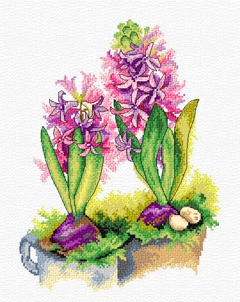 Hiacintas siuvinėjimo kryželiu rinkinys, Aida 16 ct, 18x24 cm, DMC
