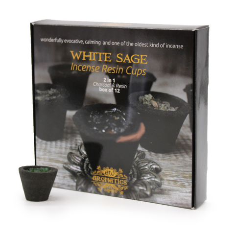 Baltasis šalavijas smilkalų dervos puodeliai 12 vnt. namams – AW Aromatics