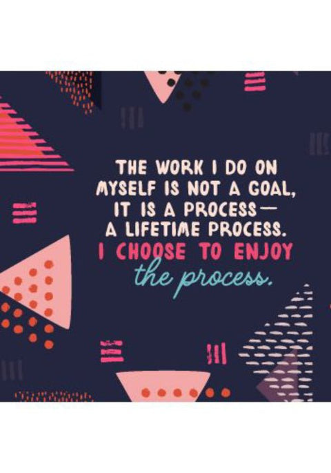 Motyvacinis plakatas tamsiai mėlynas, 30×40 cm, rodo citatą „I choose to enjoy the process“, priekinė be rėmo