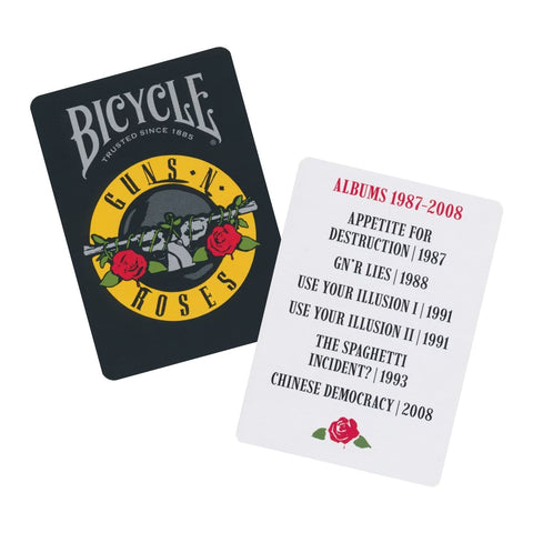 Guns N' Roses Bicycle žaidimo kortos – pokeriui ir kolekcionieriams