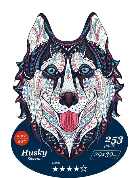 Wizardi: Husky siberian - unikali MEDINĖ dėlionė iš 253 detalių - HOBI.LT 🇱🇹