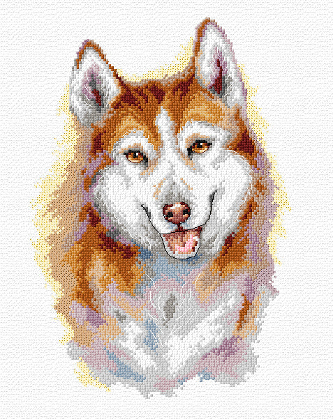 Husky siuvinėjimo kryželiu rinkinys, Aida 16 ct, DMC siūlai, 17x25 cm