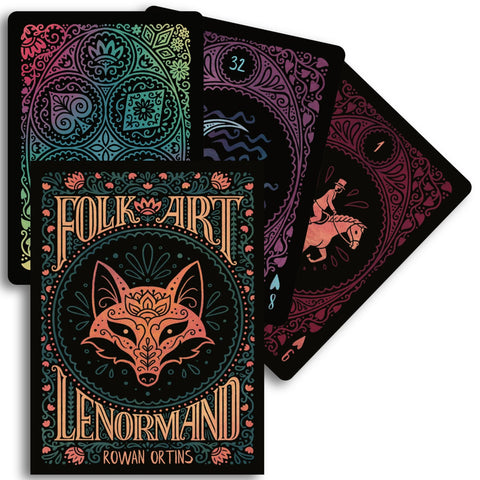 Folk Art Lenormand liaudies meno būrimo kortos, spalvinga kaladė