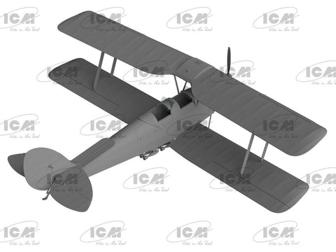 ICM De Havilland DH.82 Tiger Moth 1/32 britų WW2 surenkamas modelis su bombomis