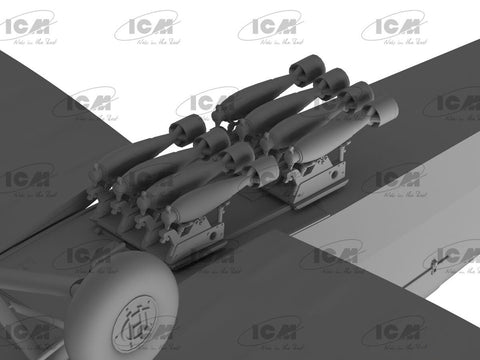 ICM De Havilland DH.82 Tiger Moth 1/32 britų WW2 surenkamas modelis su bombomis