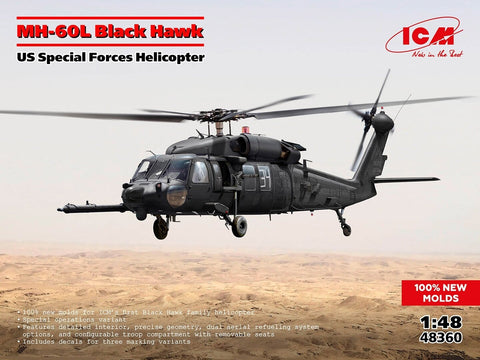 MH-60L Black Hawk JAV spec. pajėgų sraigtasparnis 1/48, ICM