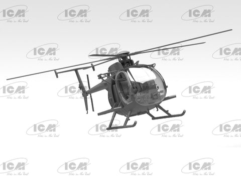 ICM MH-6J Little Bird JAV pajėgų sraigtasparnio modelis 1/48
