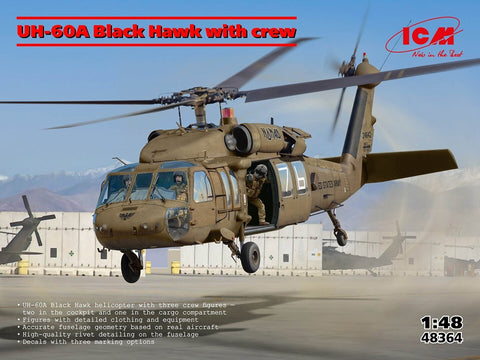 UH-60A Black Hawk sraigtasparnio modelis su įgula 1/48 ICM