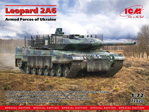 ICM tankas Leopard 2A6 Ukrainos kariuomenė 1/72 plastikinis modelis