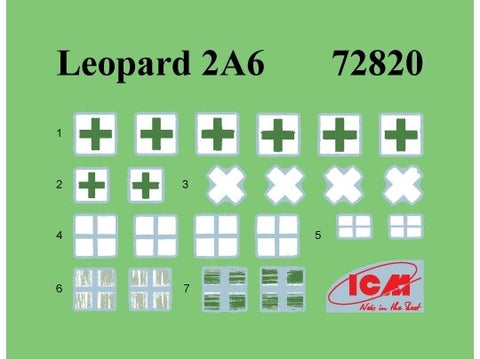 ICM tankas Leopard 2A6 Ukrainos kariuomenė 1/72 plastikinis modelis