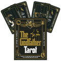 Tarot kortos The Godfather juodoje aukso dėžutėje, 78 kortų komplektas su keliomis išskleistomis kortomis ir pridedama knyga