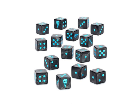 Raven Guard kauliukai Warhammer 40,000 – juodi perlamutriniai, 16 vnt