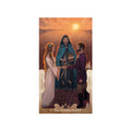 Tarot korta Hierophant (V), vertikali iliustracija: kunigas laimina porą prie saulėlydžio, ceremoninė juosta ir vingiuojantis kelias horizonte