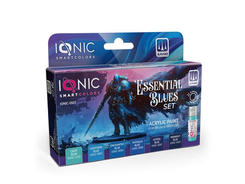 IONIC Essential Blues akrilinių dažų rinkinys – 6 mėlyni tonai miniatiūroms