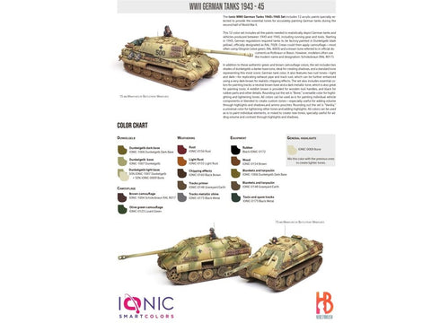 IONIC akrilinių dažų rinkinys vokiečių WWII tankams 1943–45 (12 spalvų)