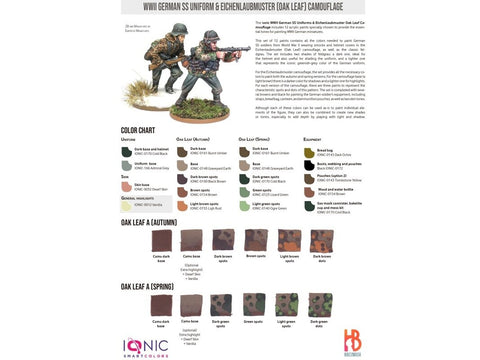 Ionic akriliniai dažai Waffen SS uniformoms ir ąžuolo lapo maskuotei 12 spalvų