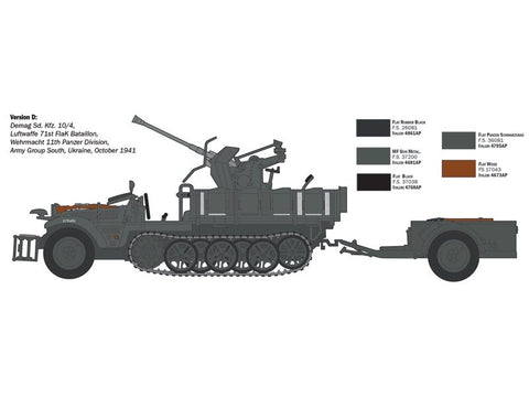 Italeri SD.KFZ.10/4 su FLAK 30 įgula, plastikinis modelis 1/35