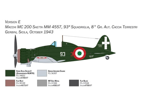 Italeri Macchi C.200 Serie XXI-XXIII 1/48 plastikinis lėktuvo modelio rinkinys