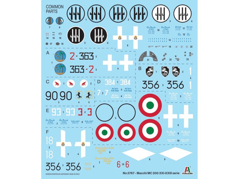Italeri Macchi C.200 Serie XXI-XXIII 1/48 plastikinis lėktuvo modelio rinkinys