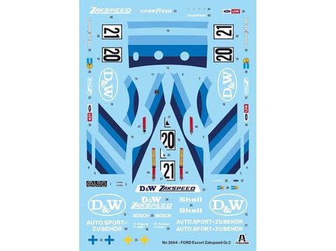 Italeri Ford Escort Zakspeed Gr.2 1/24 plastikinis surinkimo rinkinys