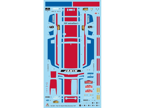 Fiat 131 Abarth 1:24 plastikinis surenkamas ralio modelis (14+)