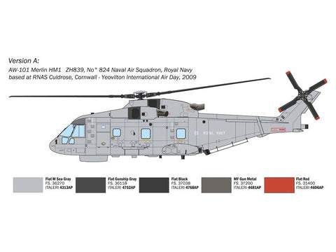 Italeri AW-101 Merlin HM.1 sraigtasparnis 1/72, plastikinis rinkinys