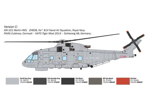 Italeri AW-101 Merlin HM.1 sraigtasparnis 1/72, plastikinis rinkinys