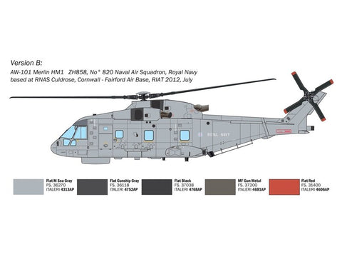 Italeri AW-101 Merlin HM.1 sraigtasparnis 1/72, plastikinis rinkinys