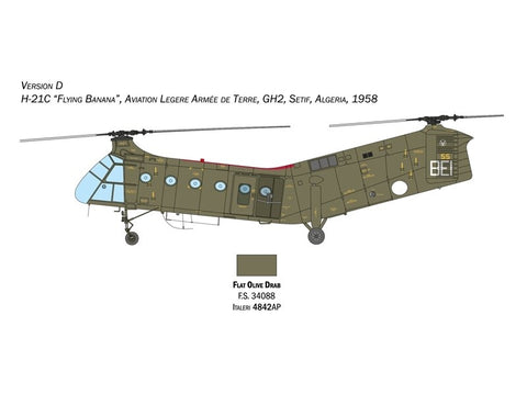 Italeri H-21C Flying Banana Gunship 1/48 sraigtasparnio modelis 2774