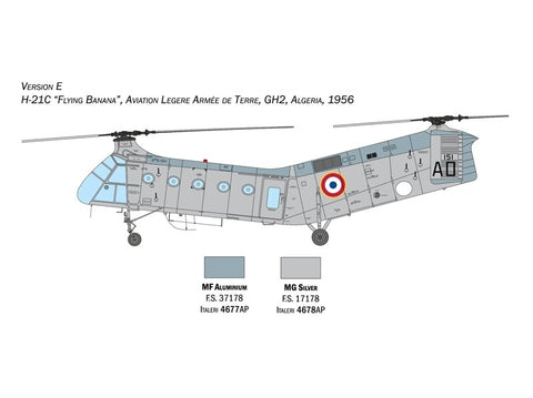Italeri H-21C Flying Banana Gunship 1/48 sraigtasparnio modelis 2774