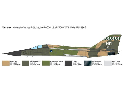 Italeri F-111A Aardvark naikintuvo modelis 1/72 – plastikinis rinkinys
