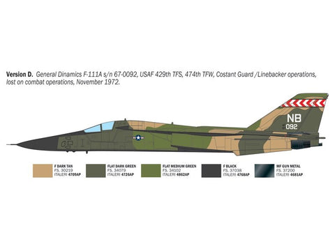 Italeri F-111A Aardvark naikintuvo modelis 1/72 – plastikinis rinkinys